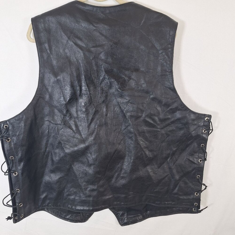 Unik Black leather  Snap Side Lace Up Vest size 54 - Picture 2 of 7
